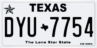 TX license plate DYU7754