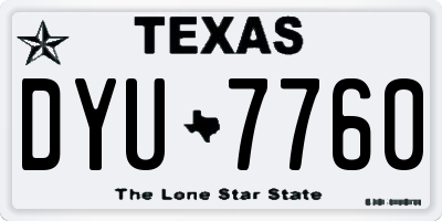 TX license plate DYU7760