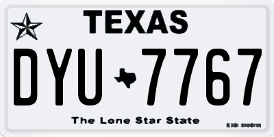 TX license plate DYU7767