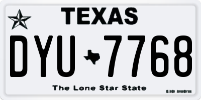 TX license plate DYU7768