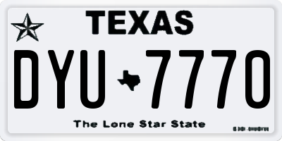 TX license plate DYU7770