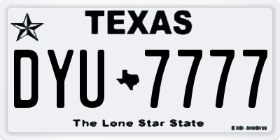 TX license plate DYU7777
