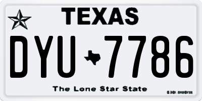 TX license plate DYU7786