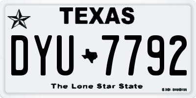 TX license plate DYU7792