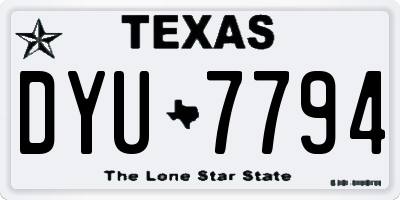 TX license plate DYU7794