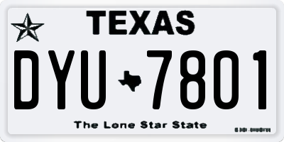 TX license plate DYU7801