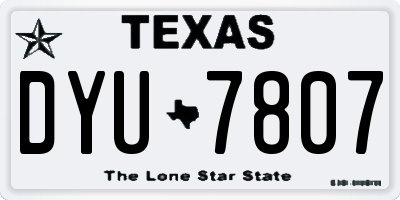 TX license plate DYU7807