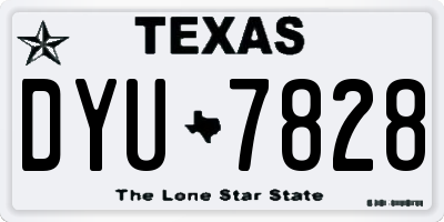 TX license plate DYU7828