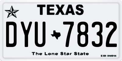 TX license plate DYU7832