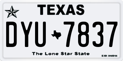 TX license plate DYU7837