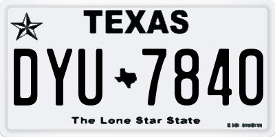 TX license plate DYU7840