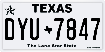 TX license plate DYU7847