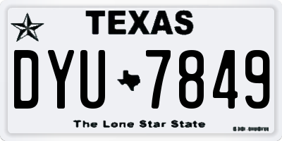 TX license plate DYU7849