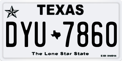 TX license plate DYU7860