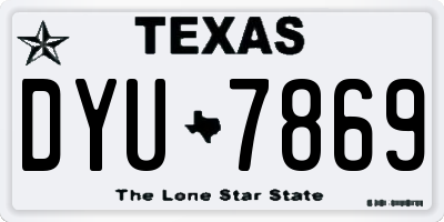 TX license plate DYU7869