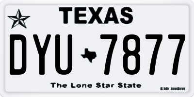 TX license plate DYU7877