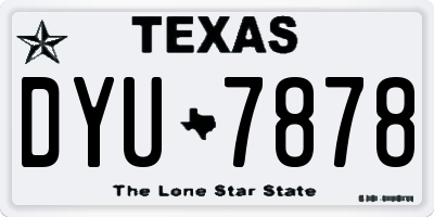 TX license plate DYU7878