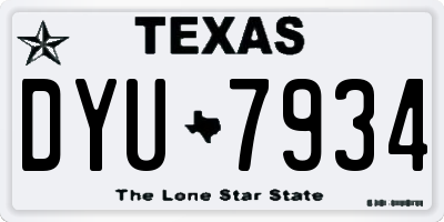 TX license plate DYU7934