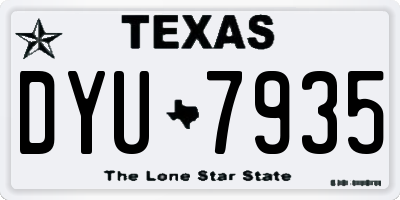 TX license plate DYU7935