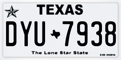 TX license plate DYU7938