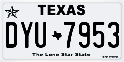 TX license plate DYU7953