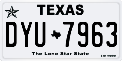 TX license plate DYU7963