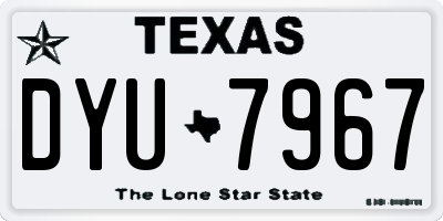 TX license plate DYU7967