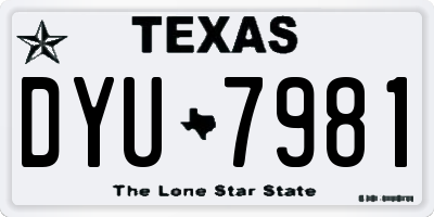 TX license plate DYU7981