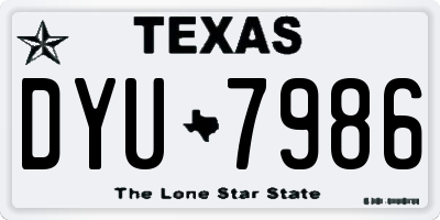 TX license plate DYU7986