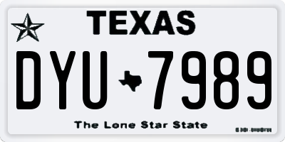 TX license plate DYU7989