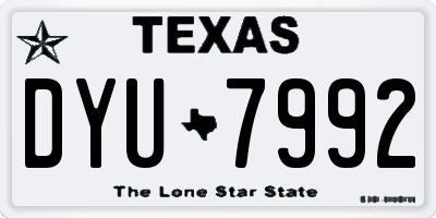 TX license plate DYU7992