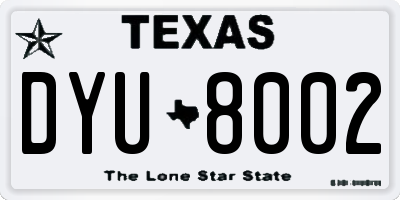TX license plate DYU8002