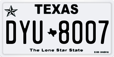TX license plate DYU8007