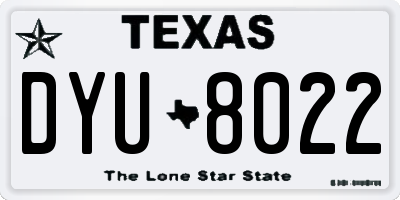TX license plate DYU8022