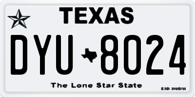 TX license plate DYU8024