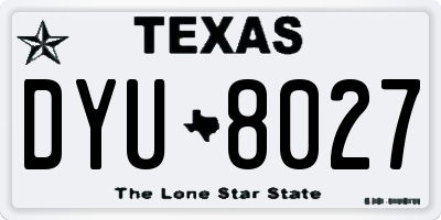 TX license plate DYU8027