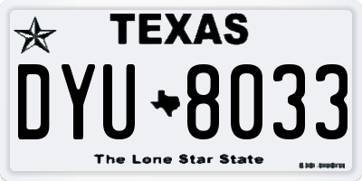 TX license plate DYU8033