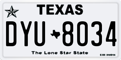 TX license plate DYU8034