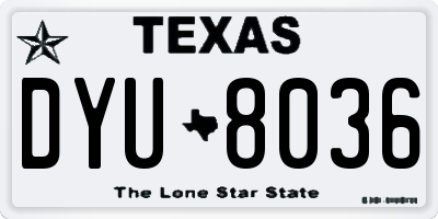 TX license plate DYU8036