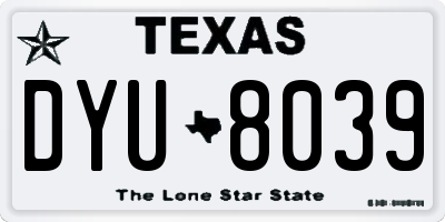 TX license plate DYU8039
