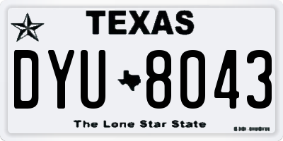 TX license plate DYU8043