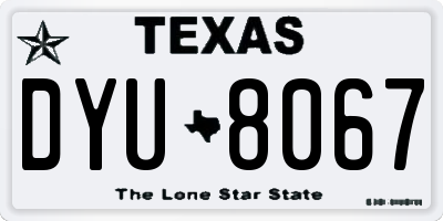 TX license plate DYU8067