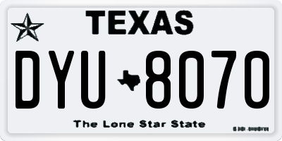 TX license plate DYU8070