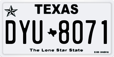 TX license plate DYU8071