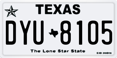 TX license plate DYU8105