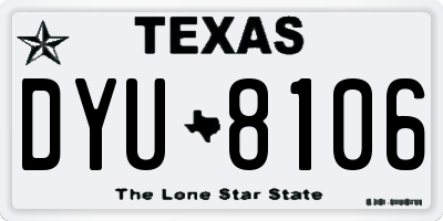 TX license plate DYU8106