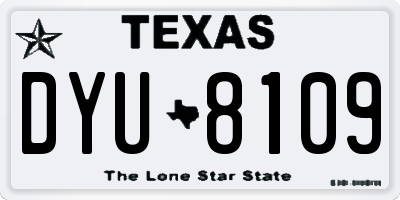 TX license plate DYU8109