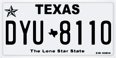 TX license plate DYU8110