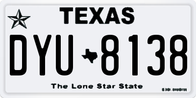 TX license plate DYU8138