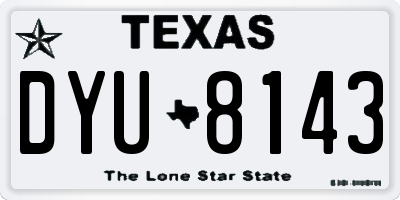 TX license plate DYU8143